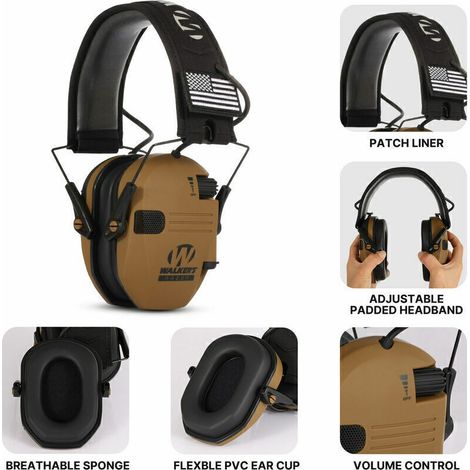 Casque antibruit actif pour le tir Protection auditive électronique Protection auditive Réduction du bruit Casque de chasse actif Casque de protection auditive Pliable (Noir),TRIMEC