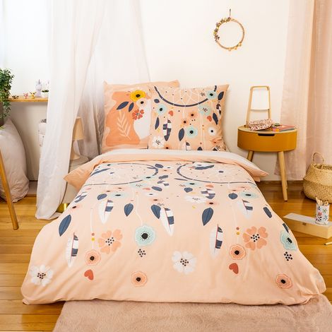 Set biancheria da letto in cotone reversibile con fantasia, 1 posto