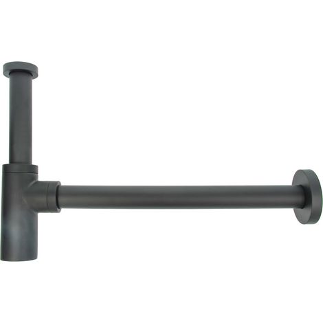 tecuro DESIGN Flaschensiphon Waschtisch - Geruchsverschluss, Matt Schwarz, 1 1/4 Zoll, Messing