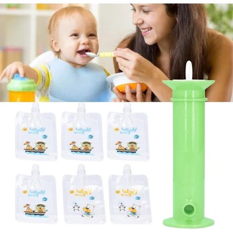 Kit per la realizzazione di buste flessibili - Ripieno di purea di frutta per bambini - Verde