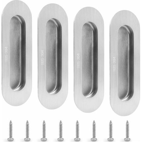 Poignées de Porte à Porte Coulissantes(4 Pièces),Poignées de Porte Invisibles Argent (1/5)