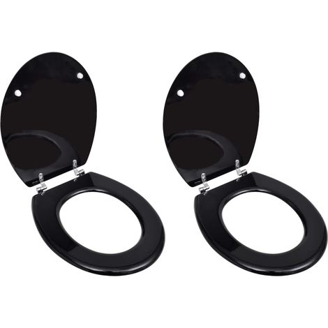 Toilet Seats with Lids 2 pcs MDF Black vidaXL