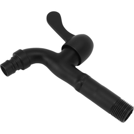 Robinet d'eau en acier inoxydable 304, calibre G1/2, mural, long, simple, pour lave-linge, noir (1/5)