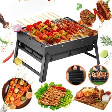 Petit barbecue pliable au charbon de bois Portable 43 cm x29 cm x 22 cm Pour pique nique, jardin, terrasse, camping, voyage (1/5)