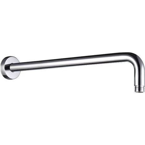Braccio doccia tondo in acciaio inox con tubo a J e funzione anticalcare (40 cm) (1/4)