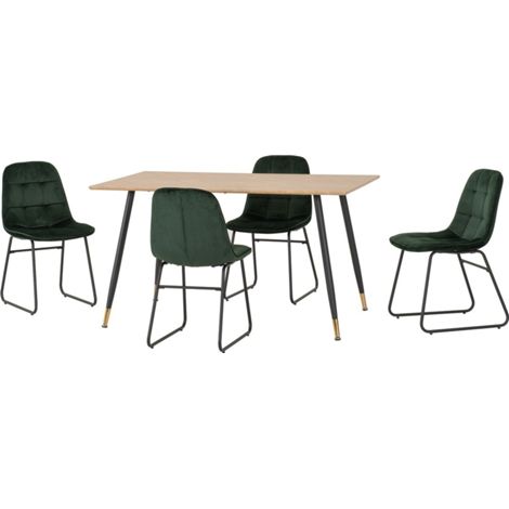 Hamilton & Lukas Medium Indoor Dining Set - Medium Oak Effect/Emerald Green Velvet