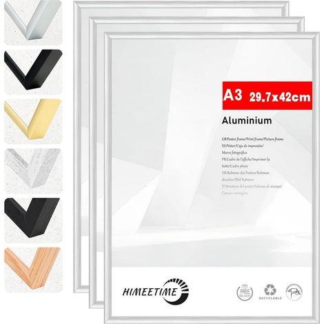 Bilderrahmen A3 Aluminiumrahmen Alu Silber A3(29,7x42cm) 3x (1/5)
