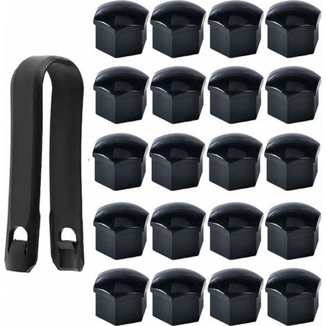 20Pcs Black 17mm Wheel Nut Caps, Wheel Bolt Nut Covers, Hexagon Tire Nut Covers with Removal Tool Set for Cars (1/5)