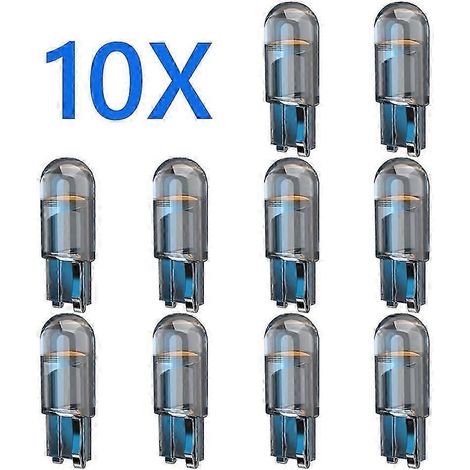 Lot de 10 ampoules LED W5W T10 neuves pour voiture, éclairage COB en verre 6000K blanc, pour plaque d'immatriculation, plafonnier, feux de jour, style 12V (1/4)