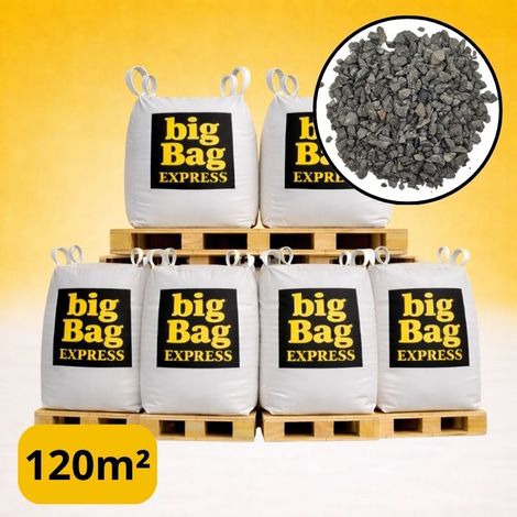 PACK 6 X BIG BAG de +/- 1,5T ≃ 120M² Gravillon “Grain de Riz” Gris Ø 2/6 mm - Livraison PREMIUM (1/4)