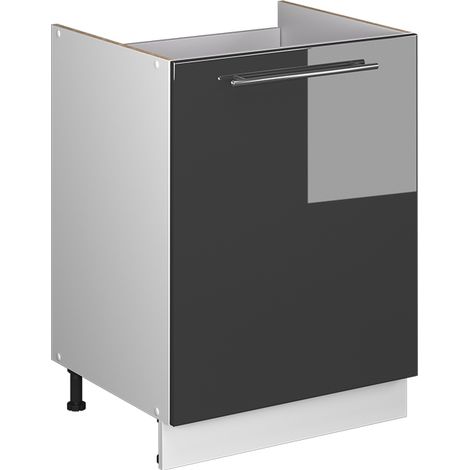 Spülenunterschrank Fame-Line, Anthrazit Hochglanz/Weiß, 60 cm, Vicco (1/5)