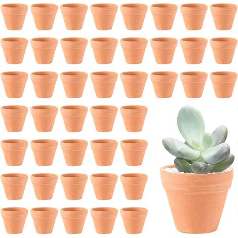 Lot de 48 mini pots de fleurs en argile - 3,5 x 3 cm - Petits pots de fleurs en argile - Avec trou de drainage - Pour bricolage - En terre cuite - À peindre - Pour plantes (1/5)
