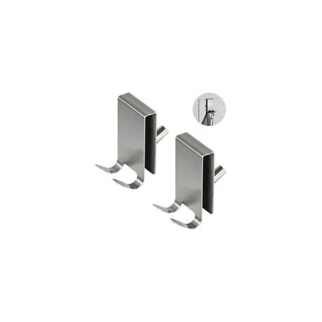 (Argenté)2 Pièces Crochet Douche, Porte Serviette Paroi de Douche Verre, Double Face avec Coussinet EVA, Crochet Paroi en Inox pour Porte en Verre de Salle de Bain 5-10 mm