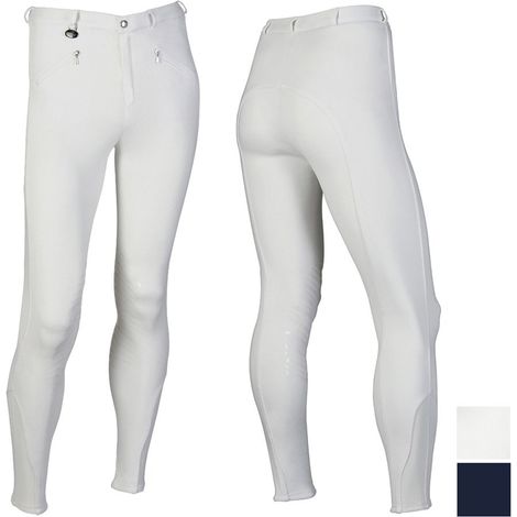 50 IT, bianco: Herren-Reithose von Winner aus Baumwolle mit Silikongriffen