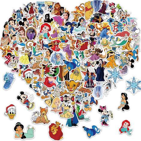 100 autocollants Disney assortis pour enfants, autocollants princesse kawaii pour bouteille d'eau, ordinateur portable, autocollant animé imperméable pour adolescents et adultes (1/5)