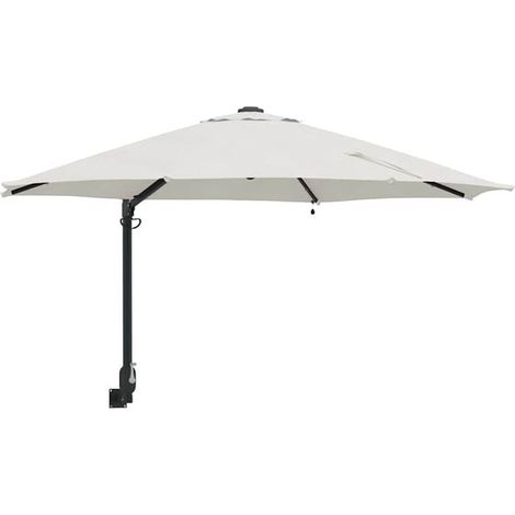 Parasol de jardin couleur sable, 248 x 248 x 148 cm, en polyester et acier. (1/5)