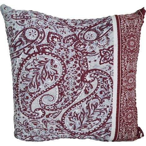Federa in seersucker 40x40, bordeaux, bianca, grigia, con decorazioni paisley