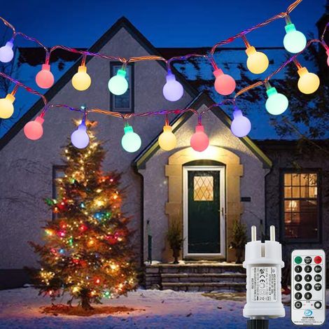 Guirlande lumineuse boule 120 LED 12M avec 8 modes - Éclairage décoratif intérieur/extérieur (Coloré) (1/5)