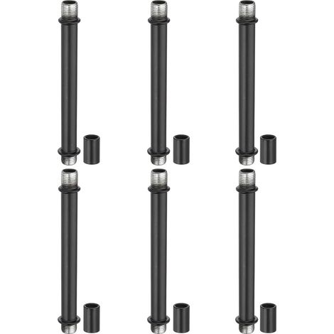 Kit De De Lampe Droites, 6 Ensembles M10 En Acier Au Carbone 100mm (3.94") Longueur Double Extrémité Filetée Avec Écrous De Raccordement Pour Lampes De Table Lustres, Noir (1/5)