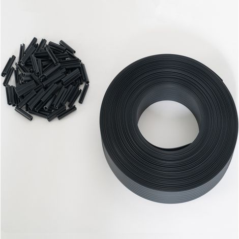 Kit de lamelles occultantes PVC grises IDMARKET - L.60 M pour panneau grillagé - Gris