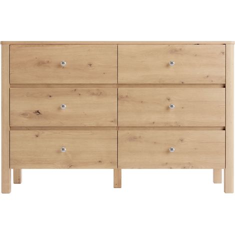 Commode moderne en chêne avec 6 tiroirs, 120 x 40 x 80 cm, pour salon, chambre et salle à manger (1/5)