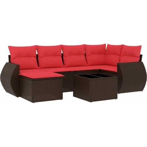 Maison Exclusive - 7-teiliges Gartensofa-Set mit Kissen, braun, P