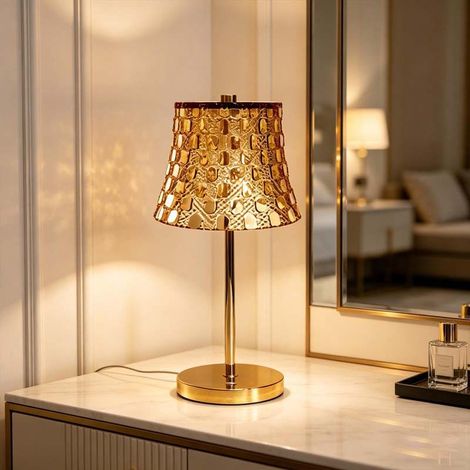 Irovami Lampe de table rechargeable Birdeem en métal vintage avec abat-jour en cristal, veilleuse tactile sans fil pour chambre, salon, bureau et décoration intérieure. (1/5)
