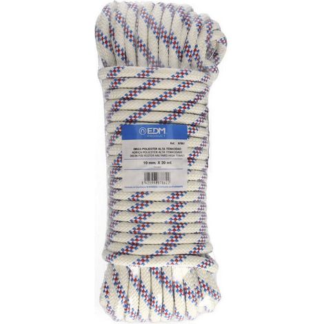 Cuerda driza poliester alta tenacidad tricolor. calibre 10 mm x 20 m