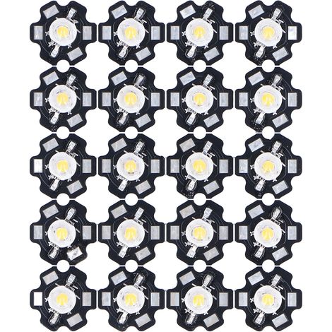 20 chips LED, alto brillo, sustrato de aluminio, bajo voltaje, iluminación DIY. (1/5)