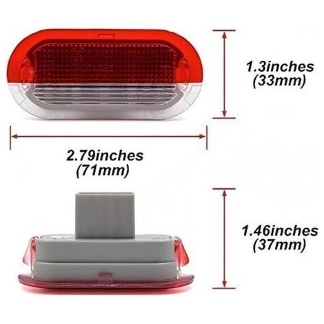 Set mit 2 weißen und roten LED-Einstiegsleuchten für die Türen, zur Montage unterhalb der Blinker, kompatibel mit VW Golf MK3 MK4, Jetta, Beetle, Polo und Vento (1/2)