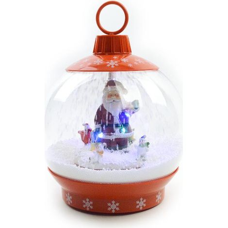 Palla di neve in plastica con luci movimento e neve con musica decorazione natalizia