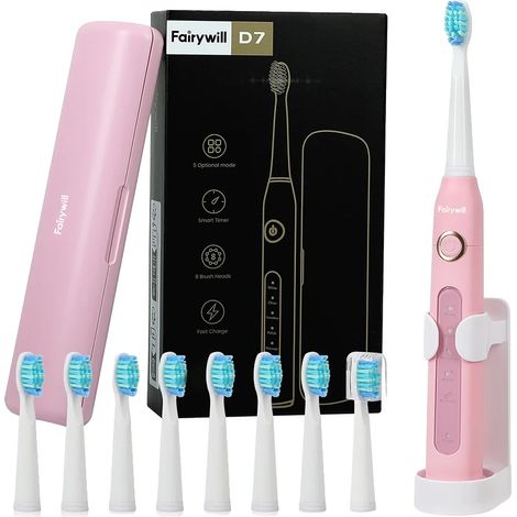 Cepillo de dientes eléctrico, 5 modos de limpieza, batería de larga duración, D7 Rose-8 (1/2)
