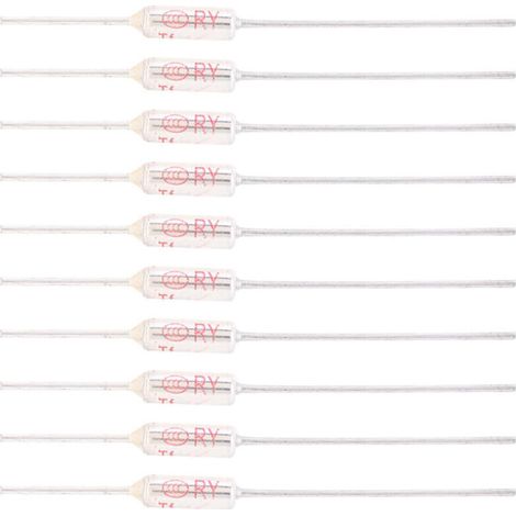 10 Pièces Fusible Thermique 250V 10A 72℃, Coupure de Fusible Thermique de Coque Métallique, Fusible de Température TF 72250℃ (152℃/305.6℉)