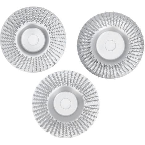 Jeffergarden Ensemble de 3 disques à sculpter le bois pour meuleuse d'angle, en acier au carbone, diamètre 100 mm, diamètre intérieur 16 mm, couleur argent. (1/5)