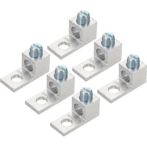 6 Pcs Borne Mécanique, 2 AWG TA-2 1B2U Borne En Alliage D'Aluminium Haute Résistance 600V 5/16-24 Vis Tiges Droites Pour Tableaux De Disjoncteurs Centres De Charge (1/5)