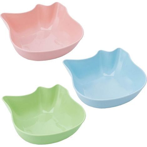 Lot de 3 gamelles pour chat - En plastique -Facile à transporter,Facile à nettoyer, antidérapant, adapté aux chatons et chiots(Rose - Bleu - Vert) (1/5)