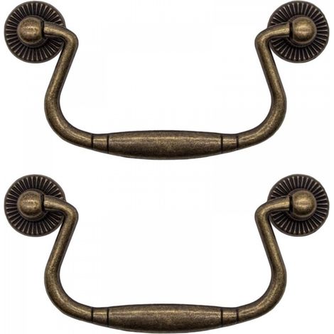 Laiton antique - Lot de 2 poignées de tiroir pliantes en fer pour portes d'armoires, commodes, cuisines, buffets, etc 8148mm (1/4)