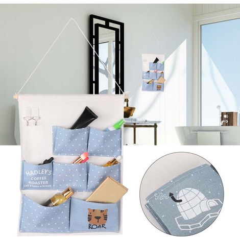 Wandmontierte Organizer-Tasche mit 7 Fächern und Tigermuster für Make-up-Accessoires (1/5)