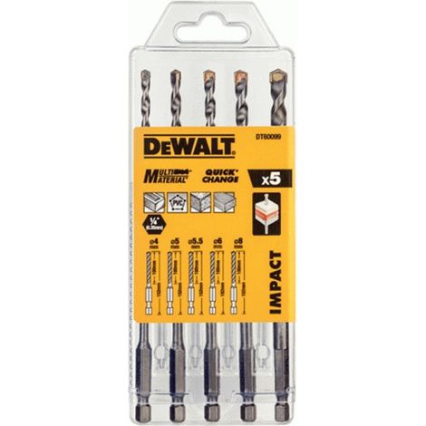 DeWalt DT60099 5 Piece Extreme Impact Multi Purpose Drill Bit Set 4 5 5.5 6 8mm