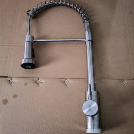 Cross-border spring faucet for kitchen sinks, dishwashing basins, and vegetable washing basins rotatable dual-outlet universal anti-splash faucet - brushed single-function model [plastic steel body]