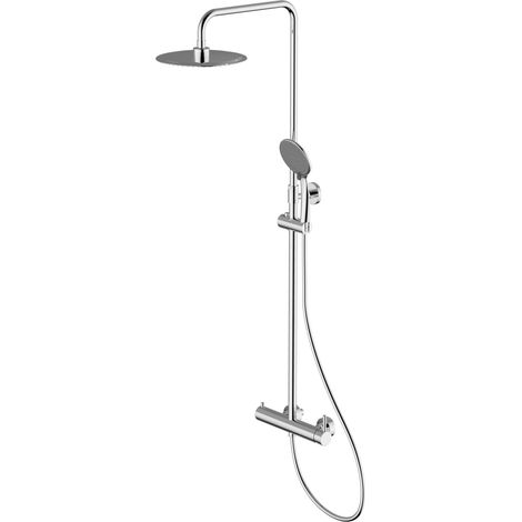 TEOREMA RUBINETTERIA Serie Shower Program Colonna Doccia Tonda Regolabile Con Miscelatore A 2 Vie Cromo