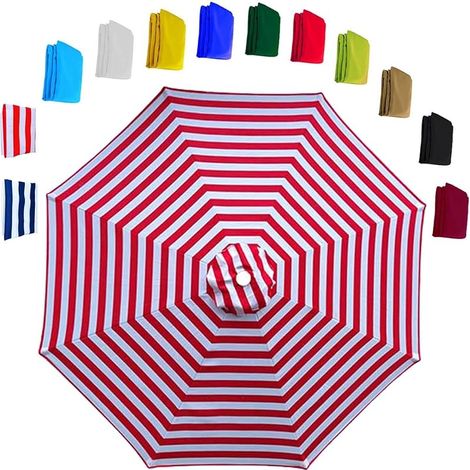 Parasol de jardin remplacement housse en pour patio piscine déporté bras Rayures et 8 2.7m tissu rouges blanches (1/5)