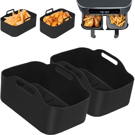 Doublure en silicone pour friteuse à air Ninja double réutilisable pour four et micro ondes anti adhérente (1/5)