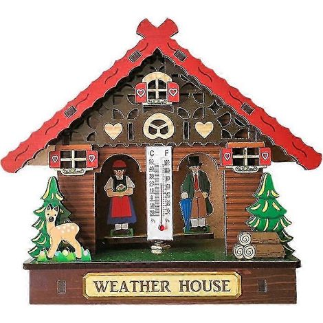 Baromètre, thermomètre et hygromètre décoratifs muraux pour chalet ou maisonnette ensoleillée et pluvieuse (2025) (1/5)