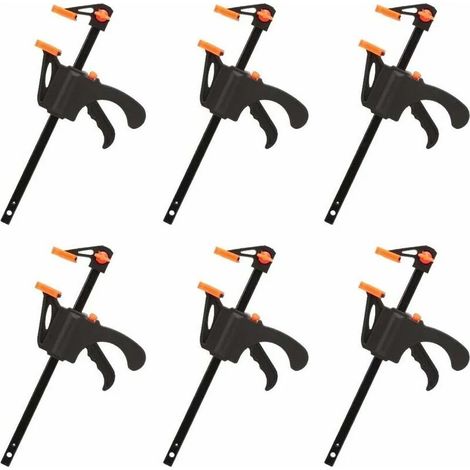 (4pouces) Déstockage Lot de 6 Serre-joints en Forme de F, Serre Joint avec Serrage Rapide et Facile, Outils à Main pour Menuiserie, Porte en Bois (1/5)