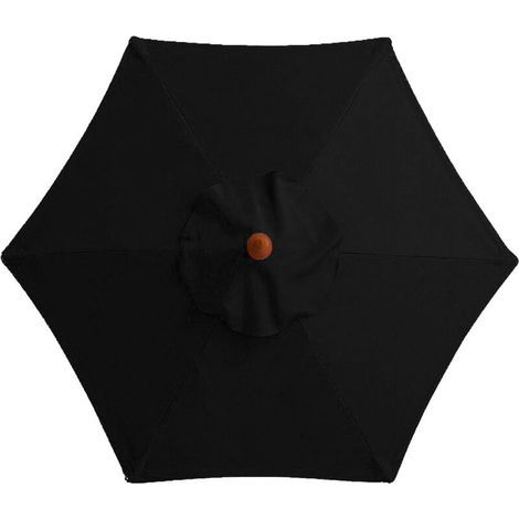 Replacement cover for outdoor parasol, for 6-rib parasol, 3M waterproof, UV protection, black (1/5)