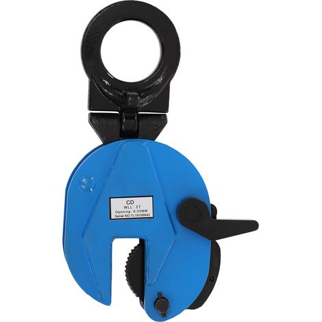 Pince de levage verticale pour plaques d'acier 2T - Pour le levage et le transport - Pince de levage verticale avec levier de blocage, pince en tôle - Plage de préhension : 0-25 mm (1/5)