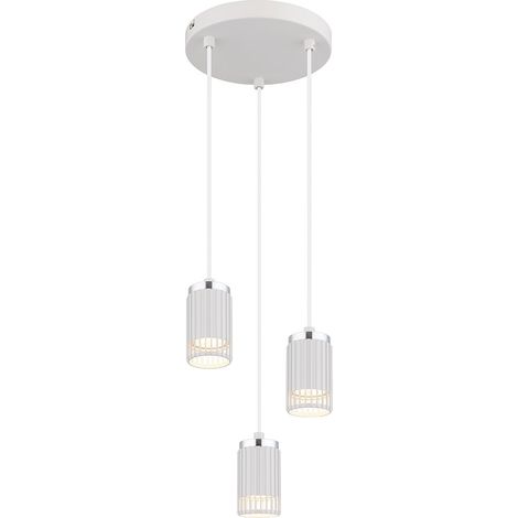 Hängelampe Esstischleuchte Wohnzimmerlampe Pendellampe 3 flammig weiß H 115 cm