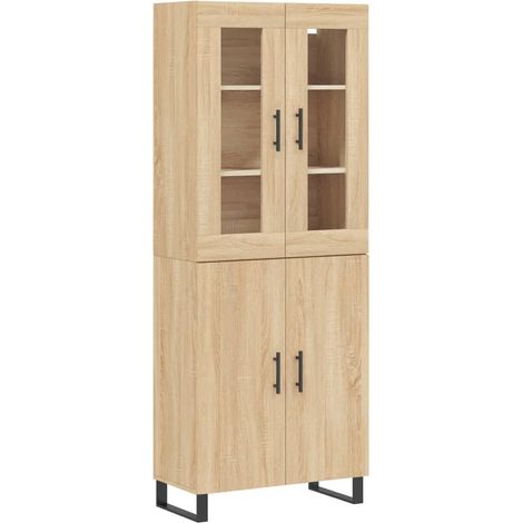 Maison La Vie - Buffet haut pour salon - Meuble de rangement Chêne sonoma 69,5x34x180 cm Bois d'ingénierie bu1104