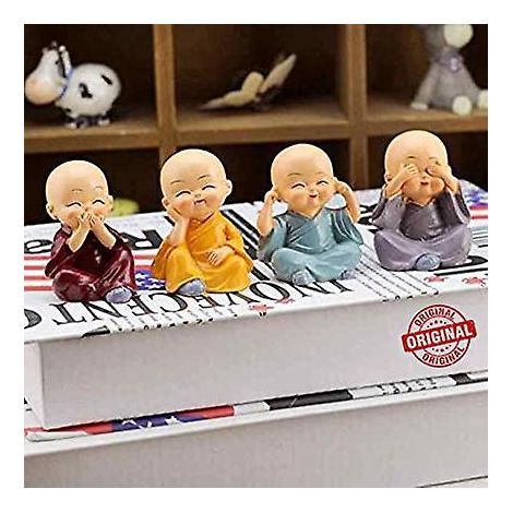 statue De Moine De Bouddha Ensemble De 4 Figurines Miniatures De Moine Bouddhiste Ornement De Moine Bouddhiste Pour La Maison, Le Bureau, La Voitu (1/5)